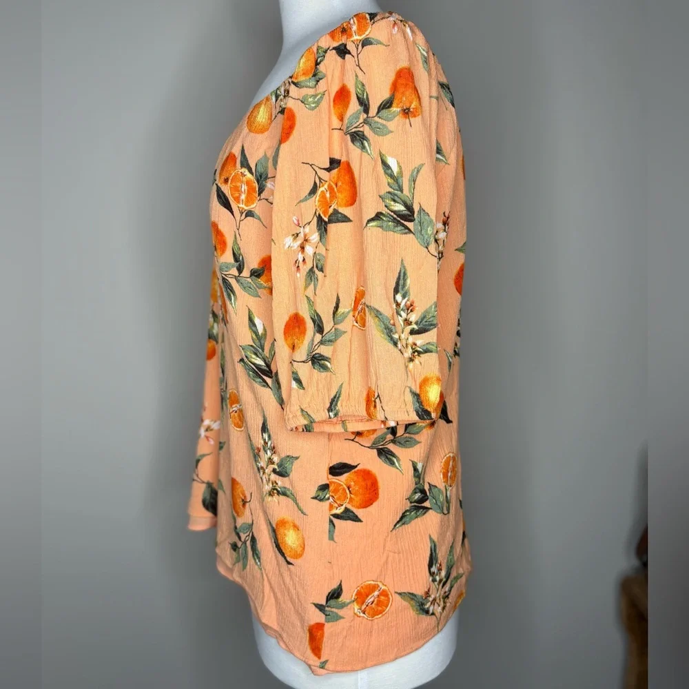 LOFT Peach Floral Off-Shoulder Blouse - Picture 7 of 9